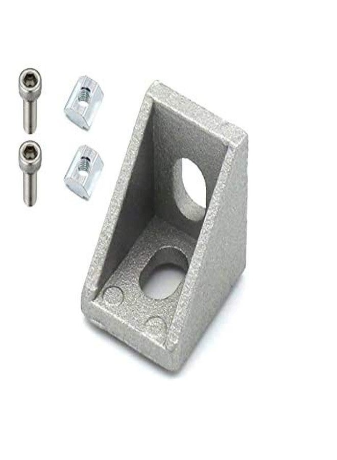 3DINNOVATIONS 3D INNOVATIONS T Slot 2020 Aluminum Profile L-Shape Interior Inside Corner Connector Joint Bracket 6mm for Aluminum Extrusion Profile (with screws) (Qty: 4pcs) (Corner Bracket: 2017, Silver) - Image 1